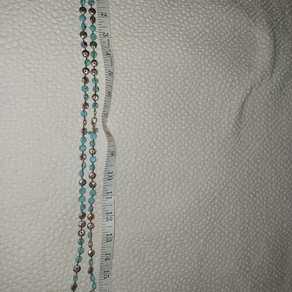 16" Bronze and turquoise necklace, very heavy material. - Picture 3 of 6